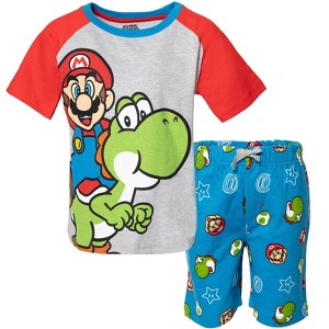 SUPER MARIO Nintendo Yoshi Mario T-Shirt and French Terry Shorts Outfit Set Toddler - 1 of 4