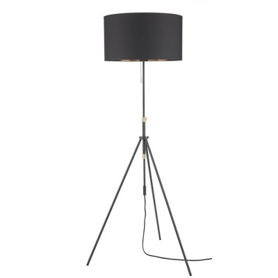 69" Modern Black & Gold Adjustable Tripod Floor Lamp - Nourison