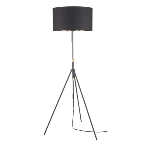 69 Modern Black Gold Adjustable, Tristan Contemporary Arc Floor Lamp With Black Finish And Shade