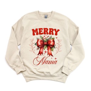Simply Sage Market Women's Graphic Sweatshirt Coquette Merry Mama Bow - 1 of 4