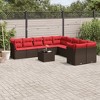 vidaXL 11 Piece Patio Sofa Set with Cushions Brown Poly Rattan - 2 of 4