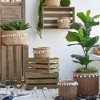 NAYSAYE Planter Set of 2 Brown Cement Planter with Woven Tassel Accent for Indoor Outdoor Garden, Brown, 15"*15"*13" - 4 of 4