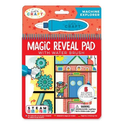 Bright Stripes Let's Craft Magic Reveal Pad with Water Brush Machine Explorer, 5 Reusable Pages, Ages 3 and Up