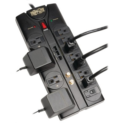 Tripp Lite 12-Outlet Black Surge Protector with Alarm and Data Line Protection