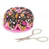 Dritz Pin Cushion with Scissors Black/Pink Floral: Sewing Tools, Small Sewing Scissors, 3.75" Art & Stationery - 2 of 3