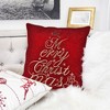 TopComfy Support Pillow Red Velvet Christmas Throw Pillow with Merry Christmas Embroidery for Holiday Decor, Red, 17"*17"*10" - 3 of 4