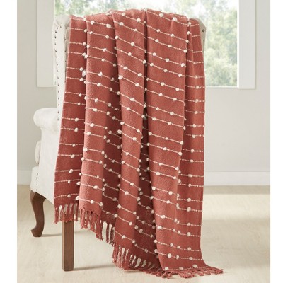 Lana Rustic Cotton Knit 60'' x 70'' Reversible Throw - Rust