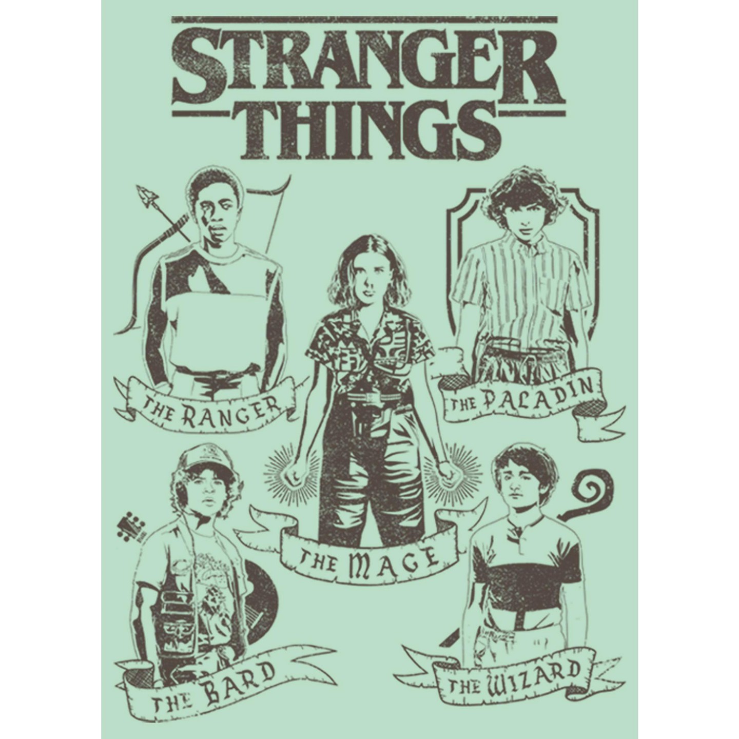 Футболка Stranger Things Group Shot Classes T-Shirt - Mint для девочек, цвет: Мятный — фото 2