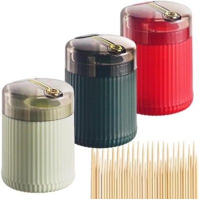 Automatic Toothpick Dispenser with Toothpicks 300 Count, Dark Green+Light Green, Kitchen & Dining Essential for Home