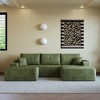 107 Inch Plush Corduroy Fabric Camel Cloud Sectional Sofa with 1 Ottoman Comfort U Shaped Sofa for Living Room - 3 of 4