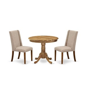 HomeStock 3-Pc Natural Oil Finish Solid Wood Top - Round Dining Room Set - Seats 4 - 1 of 4