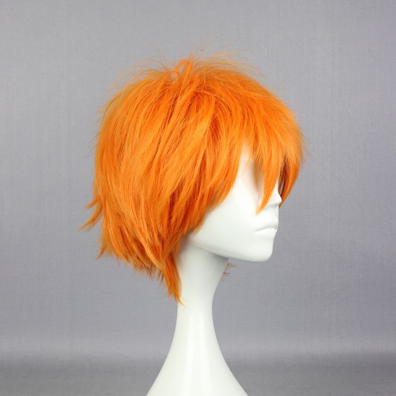 Unique Bargains Women's Wigs 12" Orange with Wig Cap Short Hair, 3 of 7
