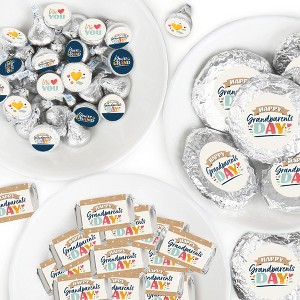 Big Dot of Happiness Happy Grandparents Day Mini Candy Bar Wrappers, Round Candy & Circle Stickers - Grandma & Grandpa Party Favor Sticker Kit 304 Pc - 1 of 4