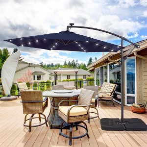 Sonkuki 10 Ft Patio Offset LED Umbrella Outdoor Hanging Umbrellas w/Solar Lights - 1 of 4