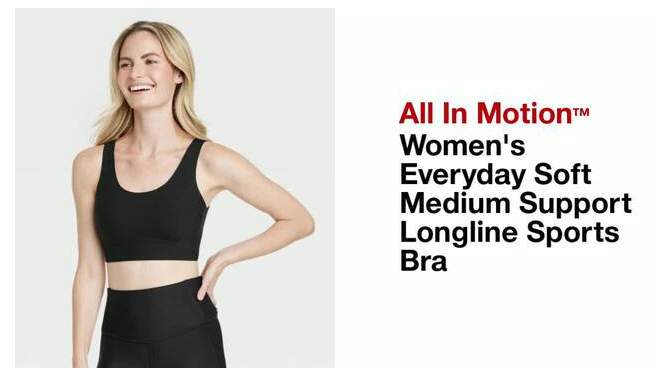 Women's Everyday Soft Medium Support Longline Sports Bra - All In Motion™, 2 of 10, play video