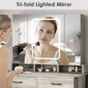 Makeup Vanity Desk with Lights and Power Strip, Tri-Fold Mirror, Greige - 4 of 4