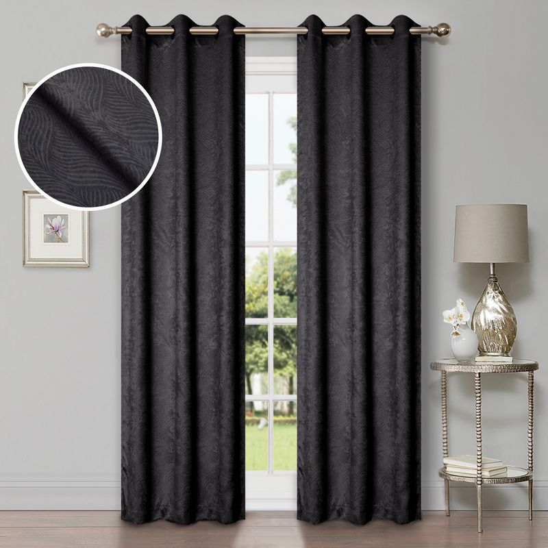 Modern Geometric Waves Blackout Curtain Set with 2 Panels and Rod Pockets by Blue Nile Mills, 1 of 6
