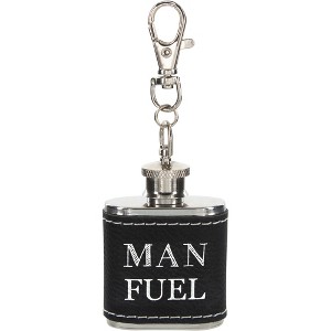 Pavilion Gift Company - Man Fuel - PU Leather & Stainless Steel 1 oz Mini Flask - Portable Drinkware - 1 of 4