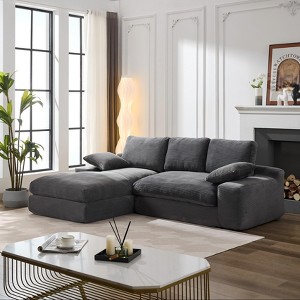 MYINDA 99'' L-Shaped Corduroy Modular Living Room Sofa Set - 2 Piece Free Assembly Upholstered Sleeper Sofa - 1 of 4
