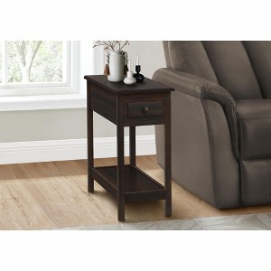 Monarch Specialties Accent Table 2 Tier End Side Table Narrow Nightstand Bedroom Storage Drawer Lamp Brown Veneer Transitional - 1 of 4