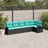 vidaXL Patio Sofa Set Black, Blue PE Rattan, Powder-Coated Steel Large - Black and Blue Without Table - 2 of 4
