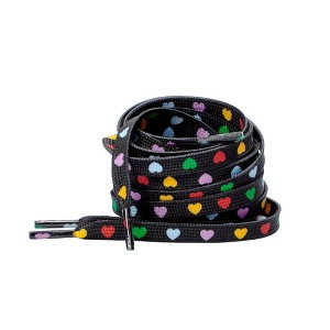 INSPIRE CHIC Heart Printed Colored Flat Shoe Laces for Sneakers Athletic Sport Boots 1 Pair - 1 of 3