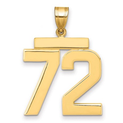 Black Bow Jewelry 14k Yellow Gold, Athletic Collection, Large Polished Number 72Pendant