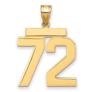 Black Bow Jewelry 14k Yellow Gold, Athletic Collection, Large Polished Number 72Pendant - 1 of 3