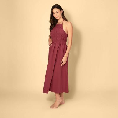 Женские платья Solid & Striped Women's Smocked A-Line Dress - Burgundy S — фото 2