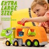Joyfy Dinosaur Truck Toy with 6 Rubber Cars, Music & Lights, Dinosaur Car Carrier Truck Toy, Toddler Easter Birthday Gift for 2 3 4 5 Year Old Boys - 2 of 4