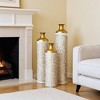 Grungis Modern White Droplet-Shaped Flower Vases,Set of 3 Glazed Metal Decorative Vases for Contemporary Home Decor,Gold+White - 4 of 4