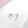 Girl's Spring Cubic Zirconia Flower Screw Back Sterling Silver Earrings - In Season Jewelry - 4 of 4