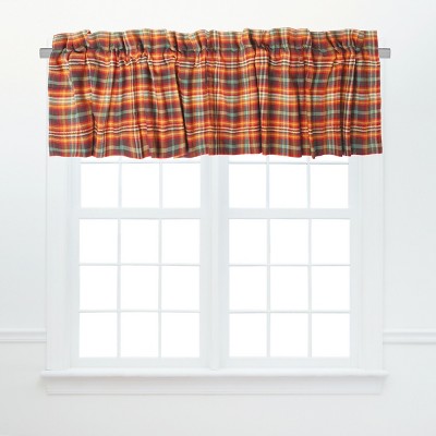 C&F Home Randall Plaid Cotton Brown Valance Thanksgiving Window Treatment Set of 2