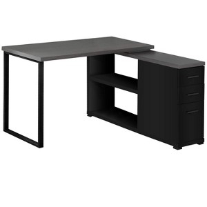 Monarch Specialties Computer Desk Home Office Corner Left Right Set-Up Storage Drawers L Shape  Metal Laminate Black Grey Contemporary Modern - 1 of 4