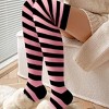 Striped Patterned - Over the Knee Socks - from the Sock Panda (Women's Sizes, Adult Medium) - Pink and Black - 2 of 3