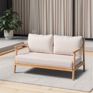 Christopher Knight Home Shane 50" Rustic Outdoor Acacia Wood Loveseat with Water-Resistant Cushion - 1 of 4