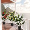 Tangkula 38" Artificial Camellia Tree Faux Floral Plant Fake Tree for Decoration Yellow - 3 of 4