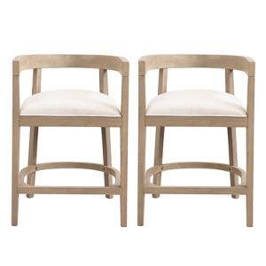 Christopher Knight Home Faraday Upholstered 25.25"  Rubberwood Counter Stools with Footrest (Set of 2) - 1 of 4