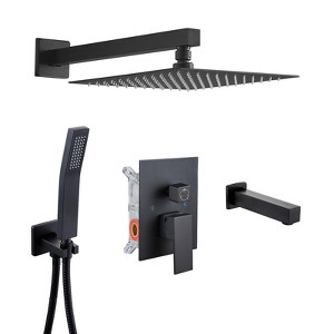 Cobbe 10" Wall Mounted Rainfall Shower Head Complete Shower System with Rough-in Valve and Tub Spout - 1 of 4