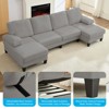 Mjkone 110"Velvet U-Shaped Sectional Sofa Couches, Upholstered 4-Seater Sofa with Double Chaises and Sleepable Armrests - 3 of 4