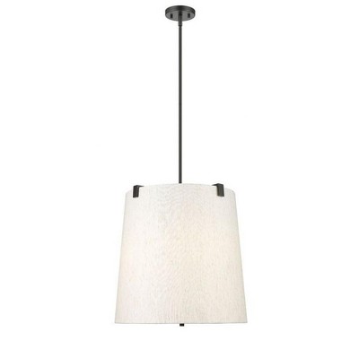 Weston Matte Black Steel Pendant Light with Cream Fabric Shade