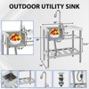 Freestanding Stainless Steel Utility Sink (36x21") – Single Bowl + Countertop/Storage Shelf | Commercial Kitchen & Laundry Use - 4 of 4