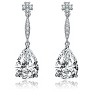 Guili Sterling Silver Rhodium Plated Pear Solitaire Drop Earrings with Clear Cubic Zirconia Accent, a Brilliantly Timeless Statement Piece - 3 of 3