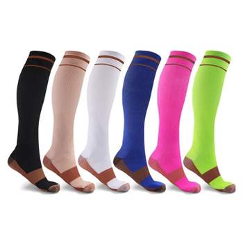 Copper Zone Everyday Wear Copper Infused Knee High Compression Socks 6 Pair Pack