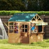 Qaba Outdoor Playhouse, Foldable Wooden Kids Cottage with Windows, Working Door, Snack Bars, Waterproof Covers, for Kids 3-8 Years, Brown - 3 of 4