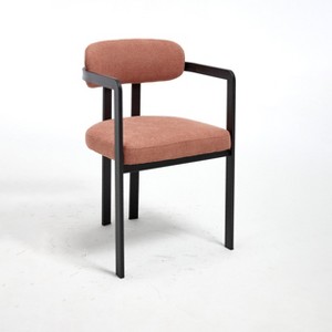 Lirago 20" Wide Modern Mid Century Orange Upholstered Dining Chairs with Black Metal Legs(Set of 2) - 1 of 4