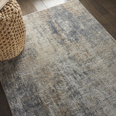 Rustic Grey and Beige Abstract Synthetic Area Rug 4' x 6'