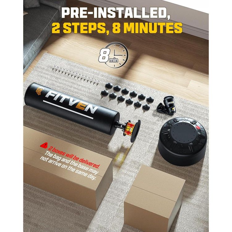 FITVEN Freestanding Punching Bag with Boxing Gloves Heavy Boxing Bag with Suction Cup Base - Men Stand Kickboxing Bag, 6 of 6