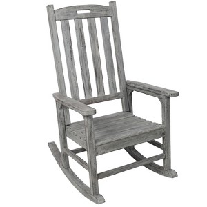 Lyngins Outdoor Nursery Rocking Chair with High Backrest,Glider Rocking Chair,Wood Accent Chair for Bedroom,Living Room,Garden - 1 of 4