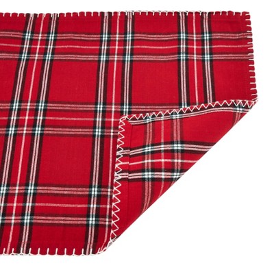 Red Plaid Cotton Whipstitch Placemats Set of 4